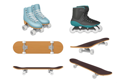 Rollers. Skateboards for active lifestyle decent vector realistic temp