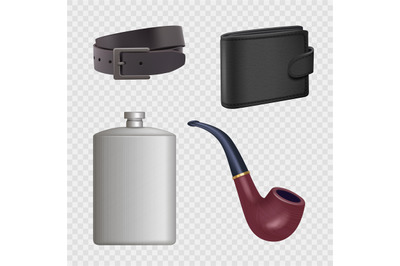 Gentleman set. Items for stylish old style male persons decent vector