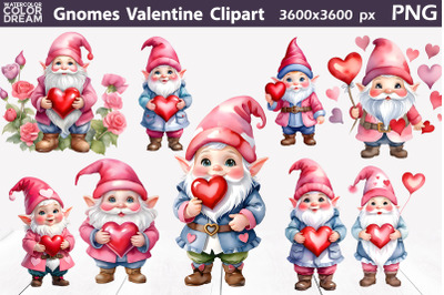 Gnome Valentine Clipart | Cute Gnome Heart Sublimation