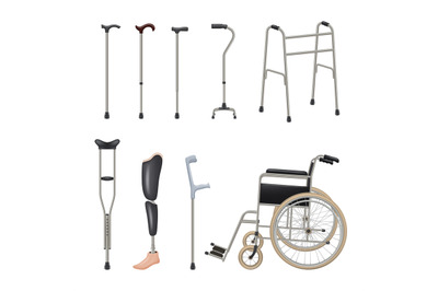 Wheelchairs. Rehabilitation tools for disabled person decent vector me