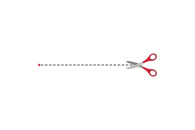 Cutting line. stylized symbol of scissor and cutting line. Vector temp