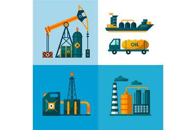 Gas oil industry. concept vector illustrations in circle backgrounds.