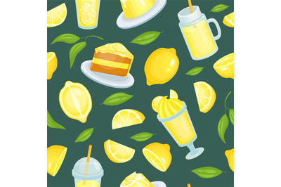 Lemonade pattern. seamless background with lemon juice. Vector backgro