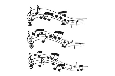 Music compositions. Doodle tune isolated decoration artimages, musical