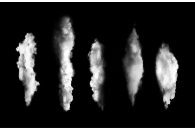 Smoke pillars. White geysers&2C; vapour columns&2C; isolated realistic steam