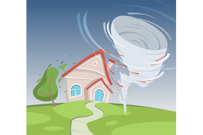 Tornado. natural disaster background. Vector cartoon illustration