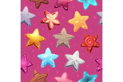 Stars seamless. Textile design pattern with different colored stars co