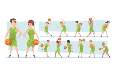 Basketball. Male and female people sports characters playing at sport