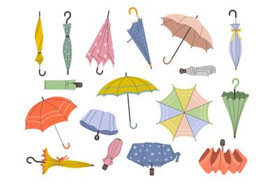 Umbrella. Stylized illustrations of seasonal autumn items recent vecto