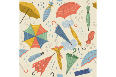 Umbrellas pattern. Seasonal tools umbrellas from rain recent vector se