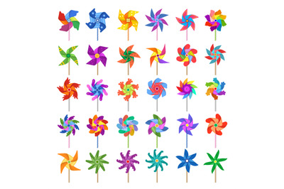 Pinwheel. Colored windmill toys attractions for kids recent vector rot