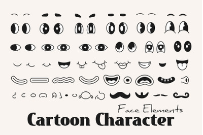 Retro Cartoon Character Face Elements