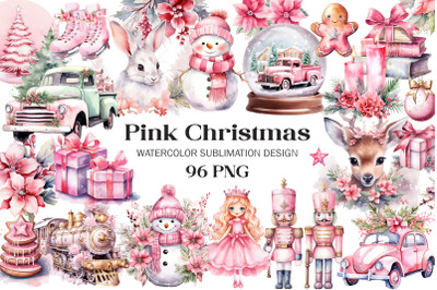 Pink Christmas Sublimation Design PNG