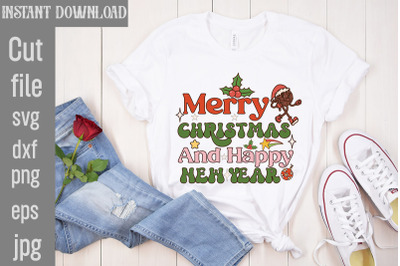 Merry Christmas And Happy New Year SVG cut file&2C;Christmas Retro Design