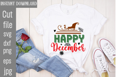 Happy December SVG cut file&2C;Christmas png Bundle&2C; pink Christmas png&2C;