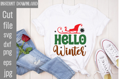 Hello Winter SVG cut file&2C;Christmas png Bundle&2C; pink Christmas png&2C; pi