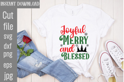 Joyful Merry And Blessed SVG cut file&2C;Christmas png Bundle&2C; pink Chris