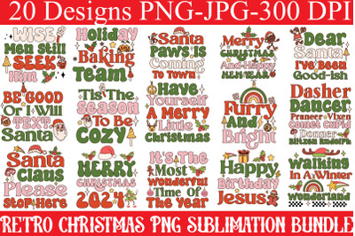 Retro Christmas PNG Sublimation Bundle&2C;Christmas PNG Designs&2C;Christmas