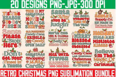 Retro Christmas PNG Sublimation Bundle&2C;Christmas PNG Designs&2C;Christmas