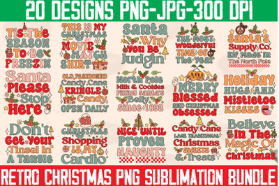 Retro Christmas PNG Sublimation Bundle,Christmas PNG Designs,Christmas