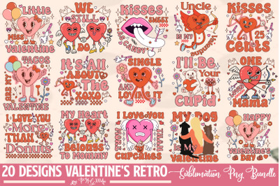 Valentine&amp;&23;039;s Retro Sublimation PNG Bundle&2C;Retro Valentines Png Sublimat