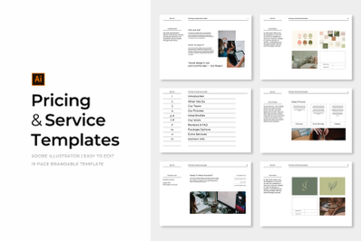 Minimalist Pricing And Service Guide Template | Adobe Illustrator