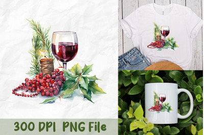 Holiday Cheer Wine Glass PNG