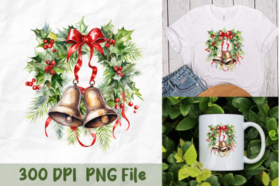 Christmas Bells and Ribbon PNG