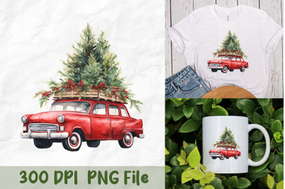 Red Truck with Tree Design