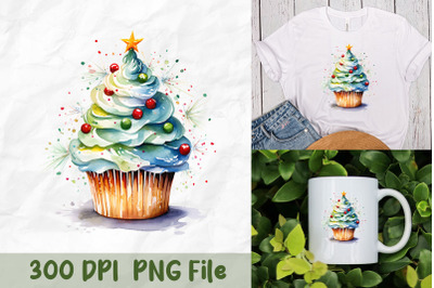 Christmas Cupcake with Tree Art