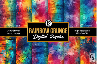 Rainbow Grunge Texture Digital Papers