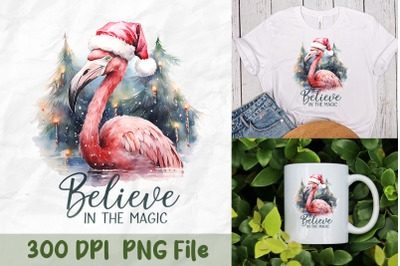 Believe Flamingo Christmas Art