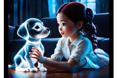 Cute Dog and Girl