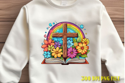 Rainbow Cross Flowers Design