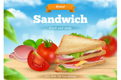 Sandwich poster. Pictures of burgers and sandwiches for restaurant men