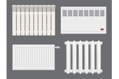 Interior heaters. Different indoor heaters systems decent vector reali