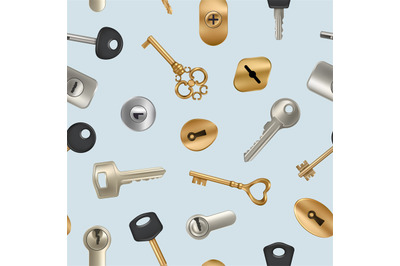 Keys pattern. Seamless background with key and keyholes decent vector