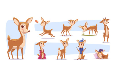 Cute deer. Baby animal in forest exact vector baby deer characters