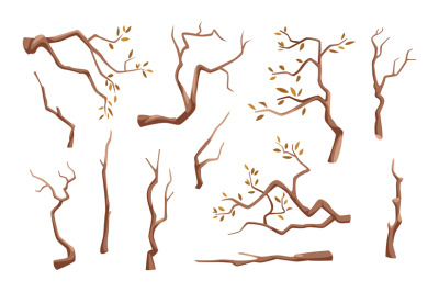 Branches. Wooden tree branches in cartoon style exact vector illustrat