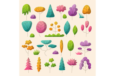 Flat tree. Garden natural floral collection of weather symbols recent