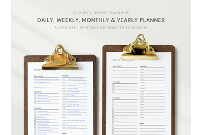 Daily, Weekly, Monthly And Yearly Planner | Canva
