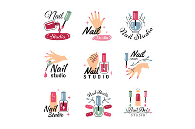 Nail salon logo. Business badges for woman fashioned beauty manicure s