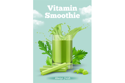 Celery vitamin smoothie. Natural healthy green products celery parsley