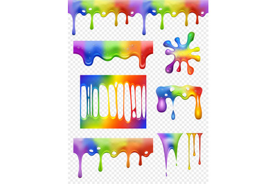 Colored slime. Realistic liquid multicolored slime splashes decent vec