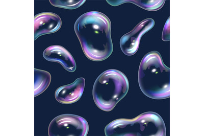 Bubbles pattern. Seamless background with foam transparent bubbles dec