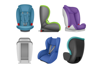 Kids car seat. Comfortable place for safety kids in car on road decent