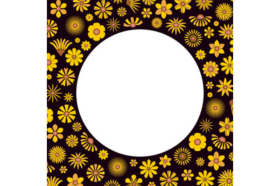 Flowers background. yellow flowers in stylized circle vector backgroun