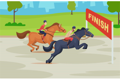 Horse riders. equestrian sport competition. Vector background