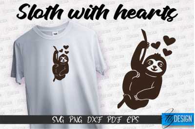 Sloth With Hearts SVG | Lazy Design SVG | SVG File