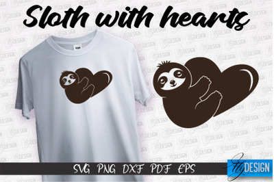 Sloth With Hearts SVG | Lazy Design SVG | SVG File